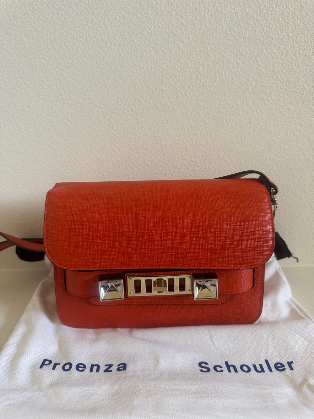 Proenza Schouler Orange Textured Leather Crossbody Bag